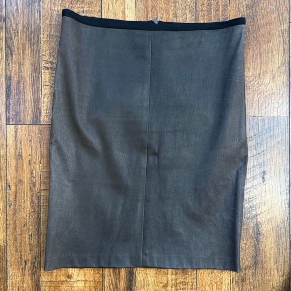 A.L.C. Brown Leather Skirt 10 (Fits 4-8) - Picture 8 of 9